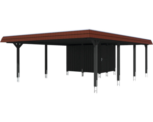 Carport mit Geräteraum und Ziegeldach
