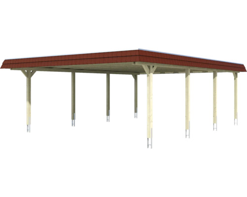 Holzcarport mit Ziegeldach