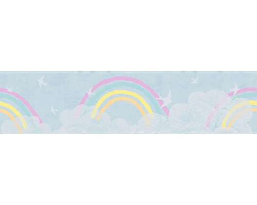 Tapete mit Regenbogen, Wolken und Vögeln