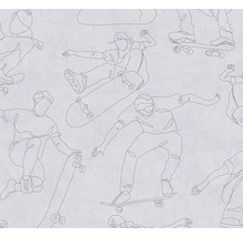 Tapete mit Skateboarding Motiven als Strichzeichnungen