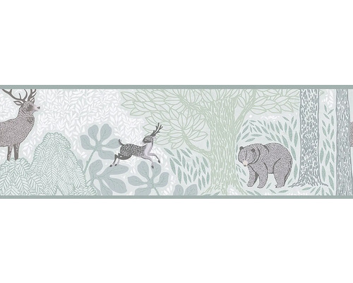 Tapete mit Waldmotiv, einschließlich Hirsch, Reh und Bär