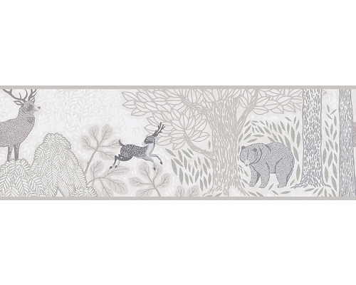 Tapete mit Waldmotiv, inklusive Hirsch, Reh und Bär