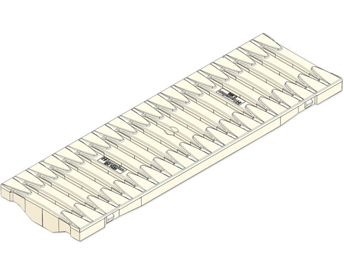 Hauraton Recyfix PRO 100 Stegrost SW 110/9 horizontaler Schubsicherung Klasse C 250 beige-sand 500 mm x 149 mm x 38 mm