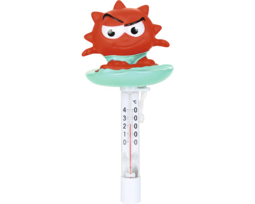 Poolthermometer mit roter Comicfigur zur Messung der Wassertemperatur