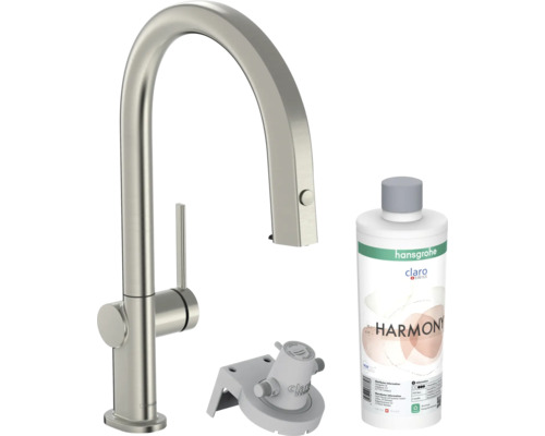 hansgrohe Küchenarmatur mit Filterfunktion AQITTURA M91 edelstahl gebürstet mit Schlauchbox, Filterkopf und Mineralisierungskartusche Harmony mit Filter 76800800 Hansgrohe Aquno Select M81 Küchenarmatur mit Klarwasser-System und Reiniger
