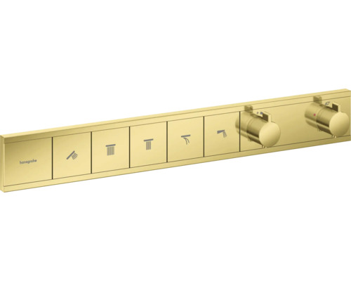 hansgrohe Unterputz Thermostat Dusche RainSelect polished gold optic für 5 Verbraucher ohne Unterputzgrundkörper 15384990