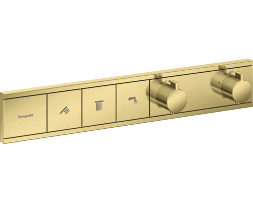 hansgrohe Unterputz Thermostat Dusche RainSelect polished gold optic für 3 Verbraucher ohne Unterputzgrundkörper 15381990 hansgrohe Unterputz Thermostat Dusche RainSelect polished gold optic für 3 Verbraucher ohne Unterputzgrundkörper 15381990
