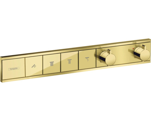 hansgrohe Unterputz Thermostat Dusche RainSelect polished gold optic für 4 Verbraucher ohne Unterputzgrundkörper 15382990