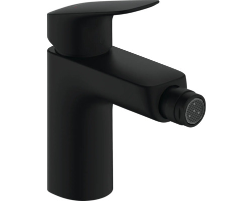 hansgrohe Bidetarmatur LOGIS schwarz matt mit Zugstangen-Ablaufgarnitur 71200670 Schwarzer Bidetmischer für das Badezimmer