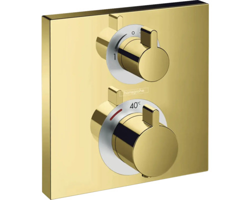 hansgrohe Unterputz Thermostat Dusche ECOSTAT SQUARE polished gold optic ohne Unterputzgrundkörper 15714990