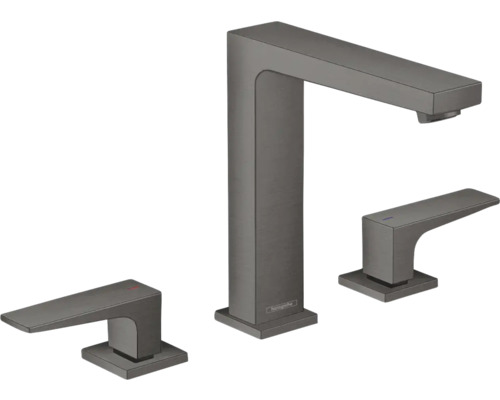 hansgrohe 3-Loch Waschtischarmatur METROPOL 160 brushed black chrom mit Push-Open Ablaufventil 32515340 hansgrohe 3-Loch Waschtischarmatur METROPOL 160 brushed black chrom mit Push-Open Ablaufventil 32515340