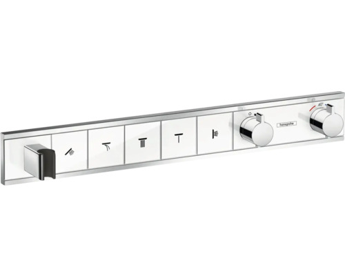 hansgrohe Unterputz Thermostat Dusche RainSelect weiß/chrom für 5 Verbraucher mit integriertem Brausehalter ohne Unterputzgrundkörper 15358400