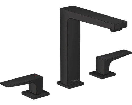 hansgrohe 3-Loch Waschtischarmatur METROPOL 160 schwarz matt mit Push-Open Ablaufventil 32515670 hansgrohe 3-Loch Waschtischarmatur METROPOL 160 schwarz matt mit Push-Open Ablaufventil 32515670