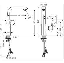 hansgrohe Waschtischarmatur METRIS 230 Eco chrom ohne Ablaufgarnitur 31081000