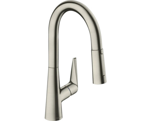 hansgrohe Küchenarmatur mit Brause TALIS 160 M51 edelstahl gebürstet 73850800 Küchenarmatur mit hohem Auslauf und Ausziehbrause