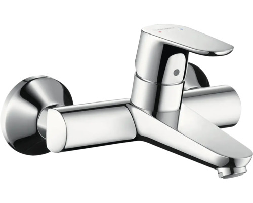 hansgrohe Wand-Waschtischarmatur FOCUS Eco chrom ohne Ablaufgarnitur 31923000 Verchromte Waschtischarmatur für Wandmontage