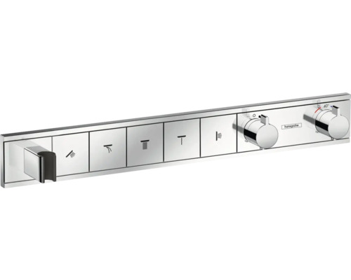 hansgrohe Unterputz Thermostat Dusche RainSelect chrom für 5 Verbraucher mit integriertem Brausehalter ohne Unterputzgrundkörper 15358000