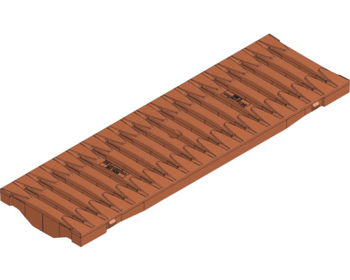 Hauraton Recyfix PRO 100 Stegrost SW 110/9 horizontaler Schubsicherung Klasse C 250 ziegel-rot 500 mm x 149 mm x 38 mm