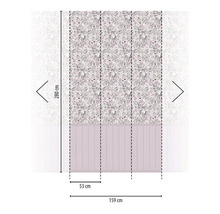 Dekoratives Wandpaneel mit Blumen- und Vogelmuster, Abmessungen 159 cm x 280 cm.