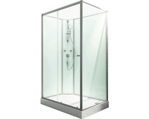 Komplette Duschkabine mit Glaswänden und Duschkopf