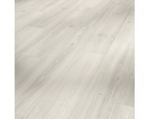 Laminat Basic 400 Eiche Studioline Perlweiß Landhausdiele 1285 x 194 x 8 mm Heller Laminatboden mit Holzmaserung