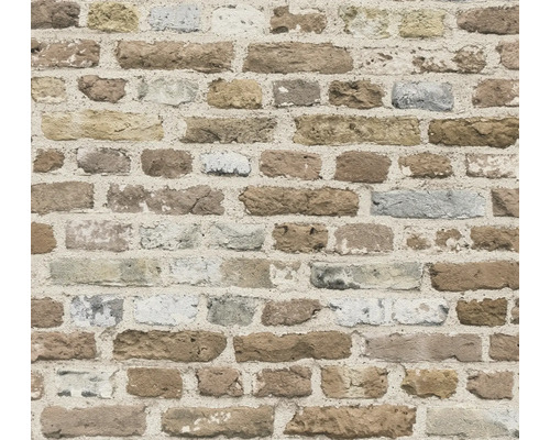 Vliestapete 38829-3 Elements II Steinoptik beige grau Nahaufnahme einer Mauer mit Ziegelsteinen