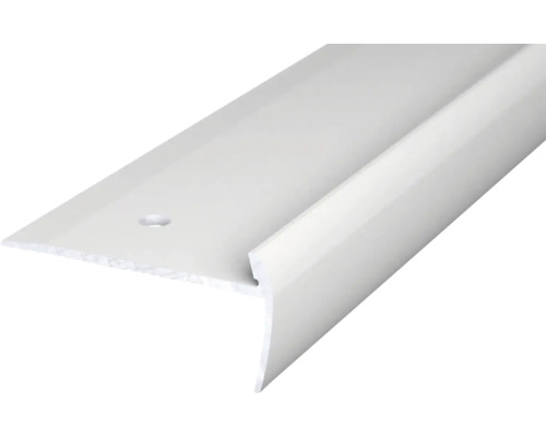 Prinz Treppenkantenprofil Alu silber gelocht 45 x 21,5 x 2500 mm Weiße Übergangsschiene für Bodenbeläge