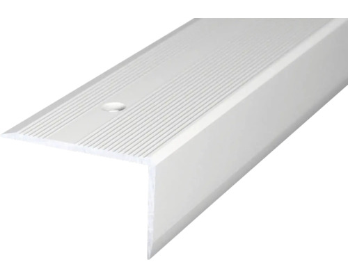 Prinz Treppenkantenprofil Alu silber gelocht 40 x 25 x 2500 mm Aluminium Treppenkantenprofil mit Rillenstruktur und Befestigungslöchern