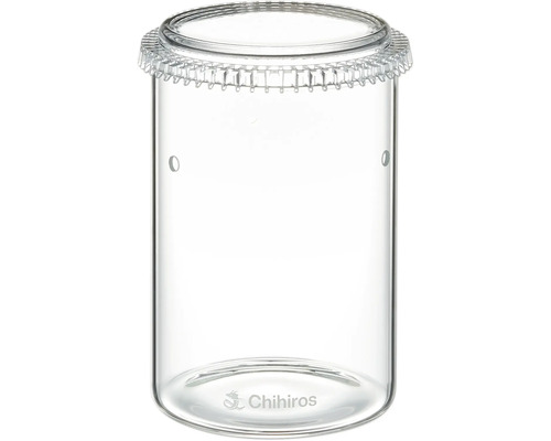 Pflanzgefäß Chihiros Glass Pot Dew S ca. 14 x 10 cm, ca. 930 ml Scanning Glass für Wabi Kusa oder Terrascaping Projekte mit Deckel und Lüftungslöchern Klares Glasrohr für Aquaristik