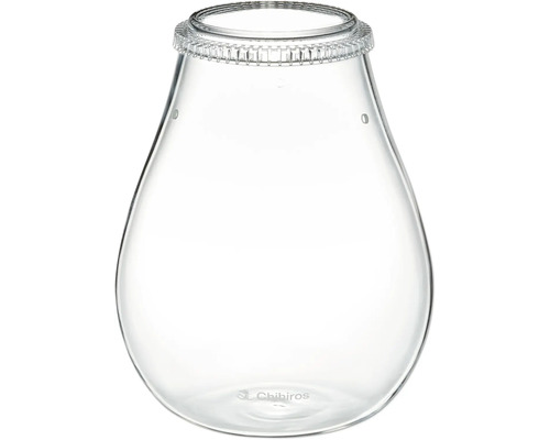 Pflanzgefäß Chihiros Glass Pot Dew Shaped ca. 20 x 17 cm, ca. 3.250 ml Scanning Glass für Wabi Kusa oder Terrascaping Projekte mit Deckel und Lüftungslöchern Klarglas-Diffusor in Tropfenform