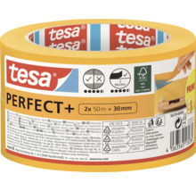 Tesa Perfect+ Malerkrepp, zwei Rollen mit je 50 Meter Länge und 30 Millimeter Breite