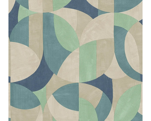 Vliestapete 39932-2 French Affair grafische Formen grün Tapete mit geometrischem Muster aus Kreisen und Rechtecken