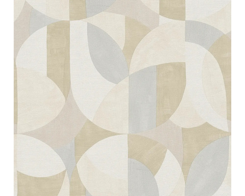 Vliestapete 39932-4 French Affair grafische Formen creme Tapete mit geometrischem Muster aus Halbkreisen und Rechtecken