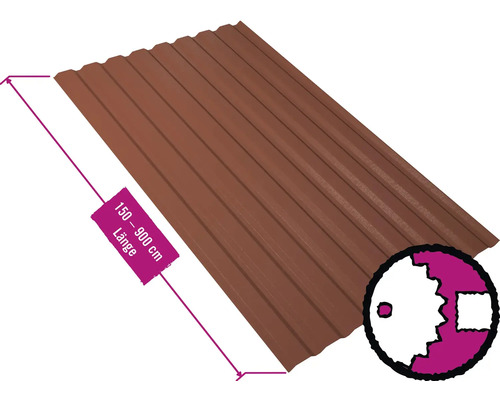 PRECIT Trapezplatte für Wand W20LA Kupferbraun RAL 8004 80mµ Shimoco Beschichtung Fix-Breite 1135 mm x Stärke 0,5 mm (Meterware ab 150 bis max. 900 cm) PRECIT Trapezplatte für Wand W20LA Kupferbraun RAL 8004 80mµ Shimoco Beschichtung Fix-Breite 1135 mm x Stärke 0,5 mm (Meterware ab 150 bis max. 900 cm)