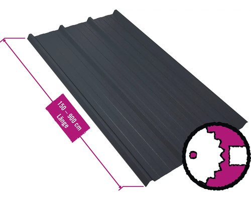 PRECIT Trapezplatte für Dach W45LR Anthrazitgrau RAL 7016 80mµ Shimoco Beschichtung Fix-Breite 1069 mm x Stärke 0,5 mm (Meterware ab 150 bis max. 900 cm) PRECIT Trapezplatte für Dach W45LR Anthrazitgrau RAL 7016 80mµ Shimoco Beschichtung Fix-Breite 1069 mm x Stärke 0,5 mm (Meterware ab 150 bis max. 900 cm)