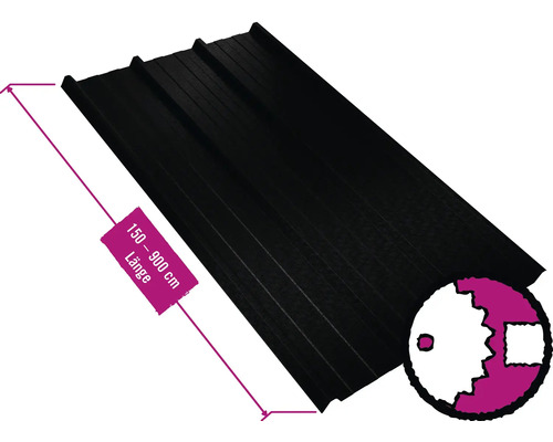 PRECIT Trapezplatte für Dach W45LR Tiefschwarz RAL 9005 80mµ Shimoco Beschichtung Fix-Breite 1069 mm x Stärke 0,5 mm (Meterware ab 150 bis max. 900 cm) PRECIT Trapezplatte für Dach W45LR Tiefschwarz RAL 9005 80mµ Shimoco Beschichtung Fix-Breite 1069 mm x Stärke 0,5 mm (Meterware ab 150 bis max. 900 cm)