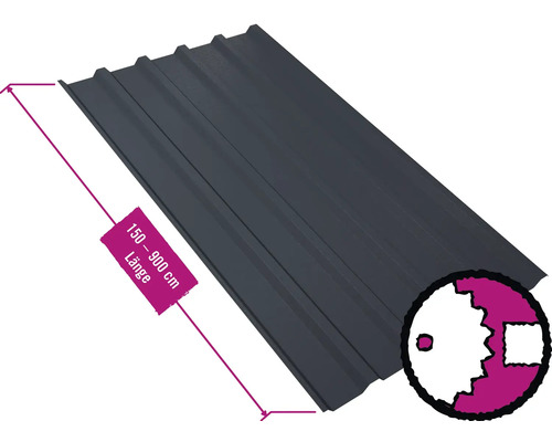 PRECIT Trapezplatte für Dach W35LR Anthrazitgrau RAL 7016 80mµ Shimoco Beschichtung Fix-Breite 1070 mm x Stärke 0,5 mm (Meterware ab 150 bis max. 900 cm) PRECIT Trapezplatte für Dach W35LR Anthrazitgrau RAL 7016 80mµ Shimoco Beschichtung Fix-Breite 1070 mm x Stärke 0,5 mm (Meterware ab 150 bis max. 900 cm)