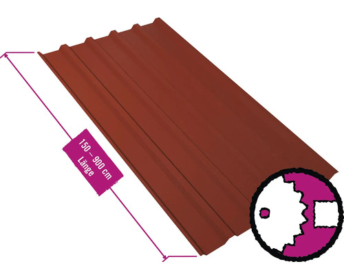 PRECIT Trapezplatte für Dach mit Antikondensationsvlies W35LV Oxidrot RAL 3009 80mµ Shimoco Beschichtung Fix-Breite 1070 mm x Stärke 0,5 mm (Meterware ab 150 bis max. 900 cm) PRECIT Trapezplatte für Dach mit Antikondensationsvlies W35LV Oxidrot RAL 3009 80mµ Shimoco Beschichtung Fix-Breite 1070 mm x Stärke 0,5 mm (Meterware ab 150 bis max. 900 cm)