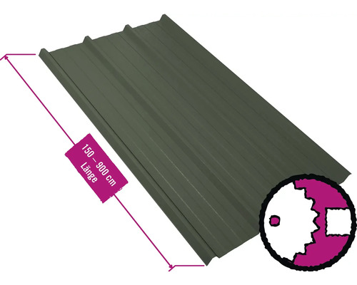 PRECIT Trapezplatte für Dach W45LR Nadelgrün RAL 6020 80mµ Shimoco Beschichtung Fix-Breite 1069 mm x Stärke 0,5 mm (Meterware ab 150 bis max. 900 cm) PRECIT Trapezplatte für Dach W45LR Nadelgrün RAL 6020 80mµ Shimoco Beschichtung Fix-Breite 1069 mm x Stärke 0,5 mm (Meterware ab 150 bis max. 900 cm)