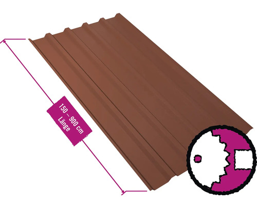 PRECIT Trapezplatte für Dach mit Antikondensationsvlies W35LV Kupferbraun RAL 8004 80mµ Shimoco Beschichtung Fix-Breite 1070 mm x Stärke 0,5 mm (Meterware ab 150 bis max. 900 cm) PRECIT Trapezplatte für Dach mit Antikondensationsvlies W35LV Kupferbraun RAL 8004 80mµ Shimoco Beschichtung Fix-Breite 1070 mm x Stärke 0,5 mm (Meterware ab 150 bis max. 900 cm)