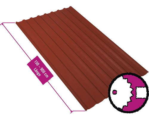 PRECIT Trapezplatte für Dach mit Antikondensationsvlies W20LV Oxidrot RAL 3009 80mµ Shimoco Beschichtung Fix-Breite 1135 mm x Stärke 0,5 mm (Meterware ab 150 bis max. 900 cm) PRECIT Trapezplatte für Dach mit Antikondensationsvlies W20LV Oxidrot RAL 3009 80mµ Shimoco Beschichtung Fix-Breite 1135 mm x Stärke 0,5 mm (Meterware ab 150 bis max. 900 cm)