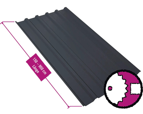 PRECIT Trapezplatte für Dach mit Antikondensationsvlies W35LV Anthrazitgrau RAL 7016 80mµ Shimoco Beschichtung Fix-Breite 1070 mm x Stärke 0,5 mm (Meterware ab 150 bis max. 900 cm) PRECIT Trapezplatte für Dach mit Antikondensationsvlies W35LV Anthrazitgrau RAL 7016 80mµ Shimoco Beschichtung Fix-Breite 1070 mm x Stärke 0,5 mm (Meterware ab 150 bis max. 900 cm)