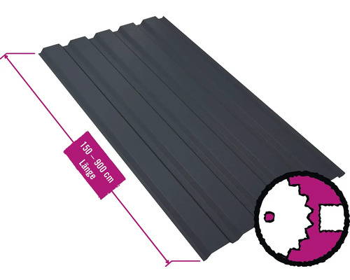 PRECIT Trapezplatte für Wand W35LA Anthrazitgrau RAL 7016 80mµ Shimoco Beschichtung Fix-Breite 1070 mm x Stärke 0,5 mm (Meterware ab 150 bis max. 900 cm) PRECIT Trapezplatte für Wand W35LA Anthrazitgrau RAL 7016 80mµ Shimoco Beschichtung Fix-Breite 1070 mm x Stärke 0,5 mm (Meterware ab 150 bis max. 900 cm)