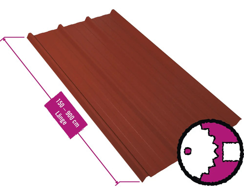 PRECIT Trapezplatte für Dach W45LR Oxidrot RAL 3009 80mµ Shimoco Beschichtung Fix-Breite 1069 mm x Stärke 0,5 mm (Meterware ab 150 bis max. 900 cm) PRECIT Trapezplatte für Dach W45LR Oxidrot RAL 3009 80mµ Shimoco Beschichtung Fix-Breite 1069 mm x Stärke 0,5 mm (Meterware ab 150 bis max. 900 cm)