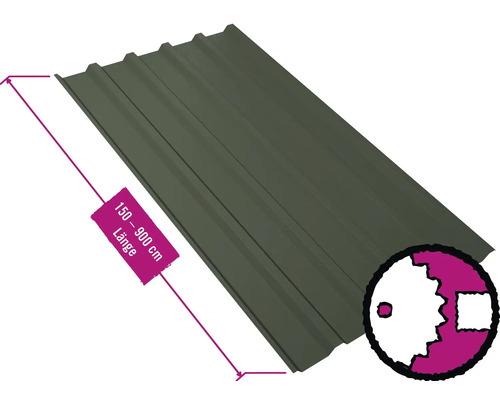PRECIT Trapezplatte für Dach mit Antikondensationsvlies W35LV Nadelgrün RAL 6020 80mµ Shimoco Beschichtung Fix-Breite 1070 mm x Stärke 0,5 mm (Meterware ab 150 bis max. 900 cm) PRECIT Trapezplatte für Dach mit Antikondensationsvlies W35LV Nadelgrün RAL 6020 80mµ Shimoco Beschichtung Fix-Breite 1070 mm x Stärke 0,5 mm (Meterware ab 150 bis max. 900 cm)
