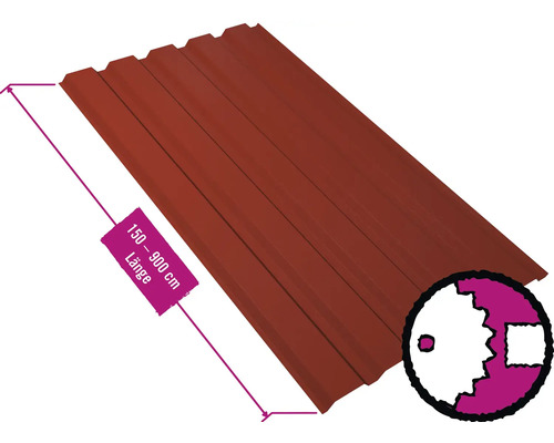 PRECIT Trapezplatte für Wand W35LA Oxidrot RAL 3009 80mµ Shimoco Beschichtung Fix-Breite 1070 mm x Stärke 0,5 mm (Meterware ab 150 bis max. 900 cm) PRECIT Trapezplatte für Wand W35LA Oxidrot RAL 3009 80mµ Shimoco Beschichtung Fix-Breite 1070 mm x Stärke 0,5 mm (Meterware ab 150 bis max. 900 cm)
