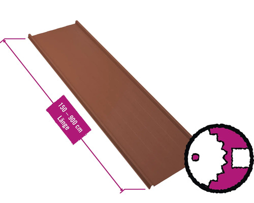 PRECIT Trapezplatte für Dach mit Antikondensationsvlies W33LV Kupferbraun RAL 8004 80mµ Shimoco Beschichtung Fix-Breite 548 mm x Stärke 0,5 mm (Meterware ab 150 bis max. 900 cm) PRECIT Trapezplatte für Dach mit Antikondensationsvlies W33LV Kupferbraun RAL 8004 80mµ Shimoco Beschichtung Fix-Breite 548 mm x Stärke 0,5 mm (Meterware ab 150 bis max. 900 cm)