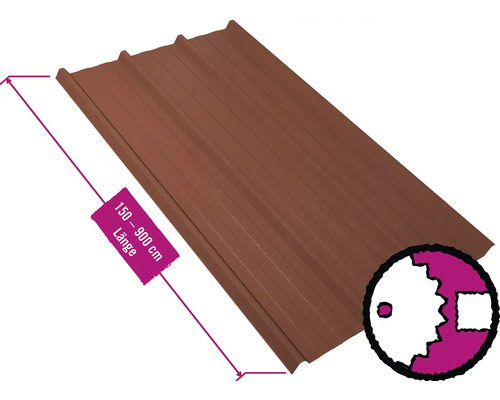 PRECIT Trapezplatte für Dach W45LR Kupferbraun RAL 8004 80mµ Shimoco Beschichtung Fix-Breite 1069 mm x Stärke 0,5 mm (Meterware ab 150 bis max. 900 cm) PRECIT Trapezplatte für Dach W45LR Kupferbraun RAL 8004 80mµ Shimoco Beschichtung Fix-Breite 1069 mm x Stärke 0,5 mm (Meterware ab 150 bis max. 900 cm)