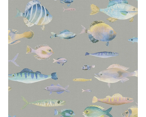 Vliestapete 39696-1 Pint Walls 2 Tiermotiv Fische beige grau Tapete mit Fischmuster