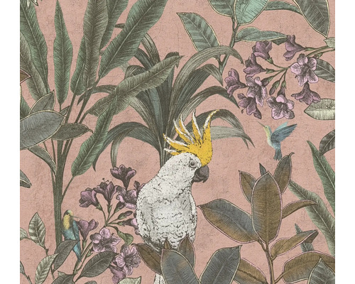 Vliestapete 39748-1 Pint Walls 2 Dschungel Kakadu rosa Tapete mit Dschungelmotiven, einschließlich Papagei und Kolibri